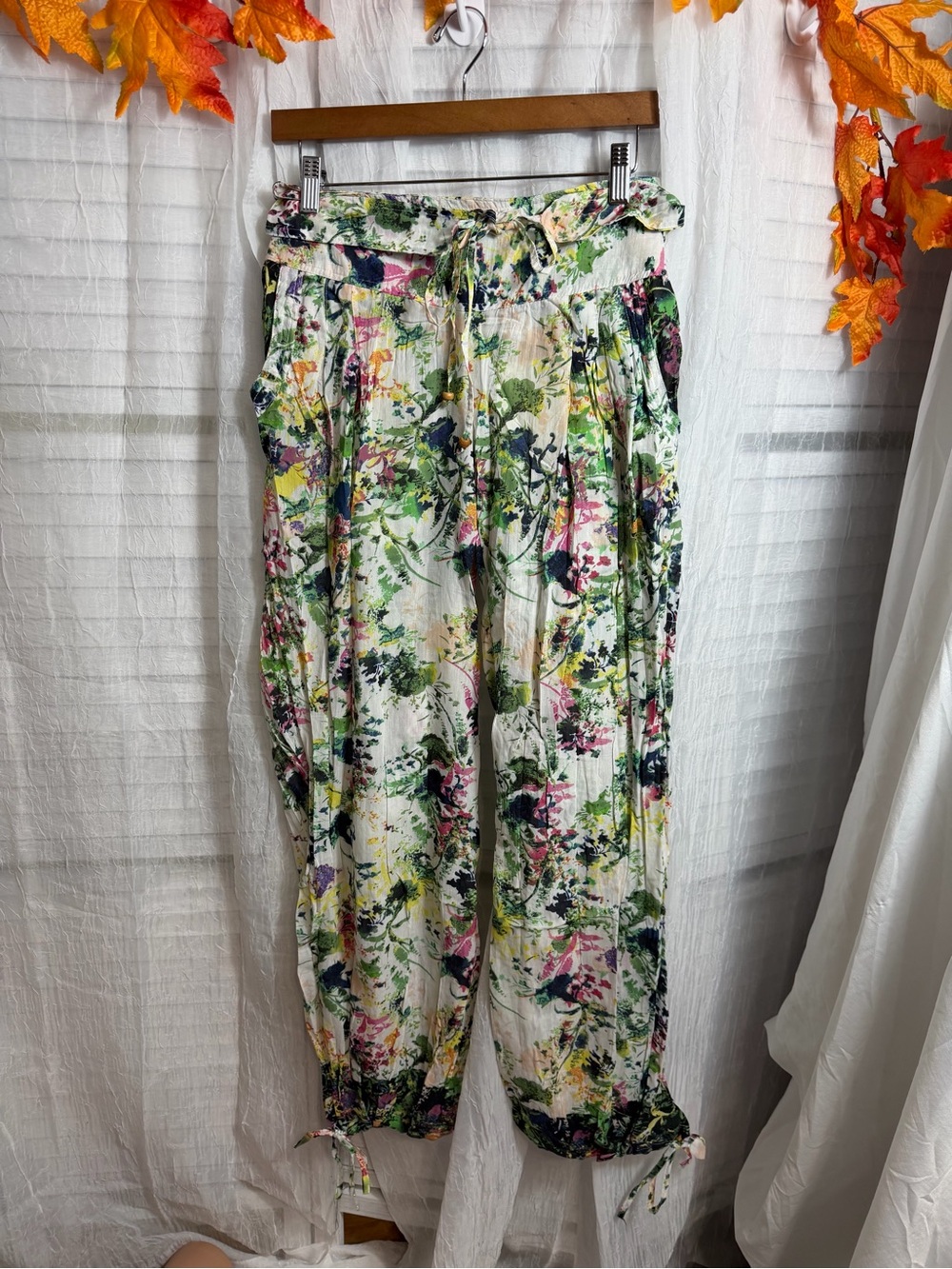 Cotton Daisy Floral Lightweight Cotton Boho Harem Balloon Pants